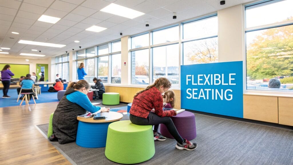 flexible seating in classroom.