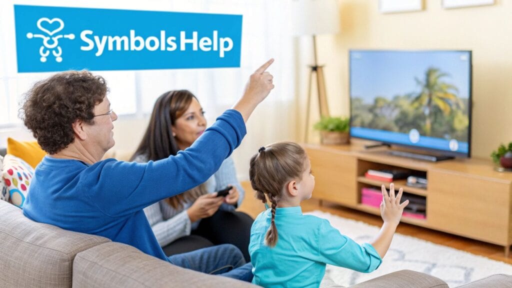 family watching television