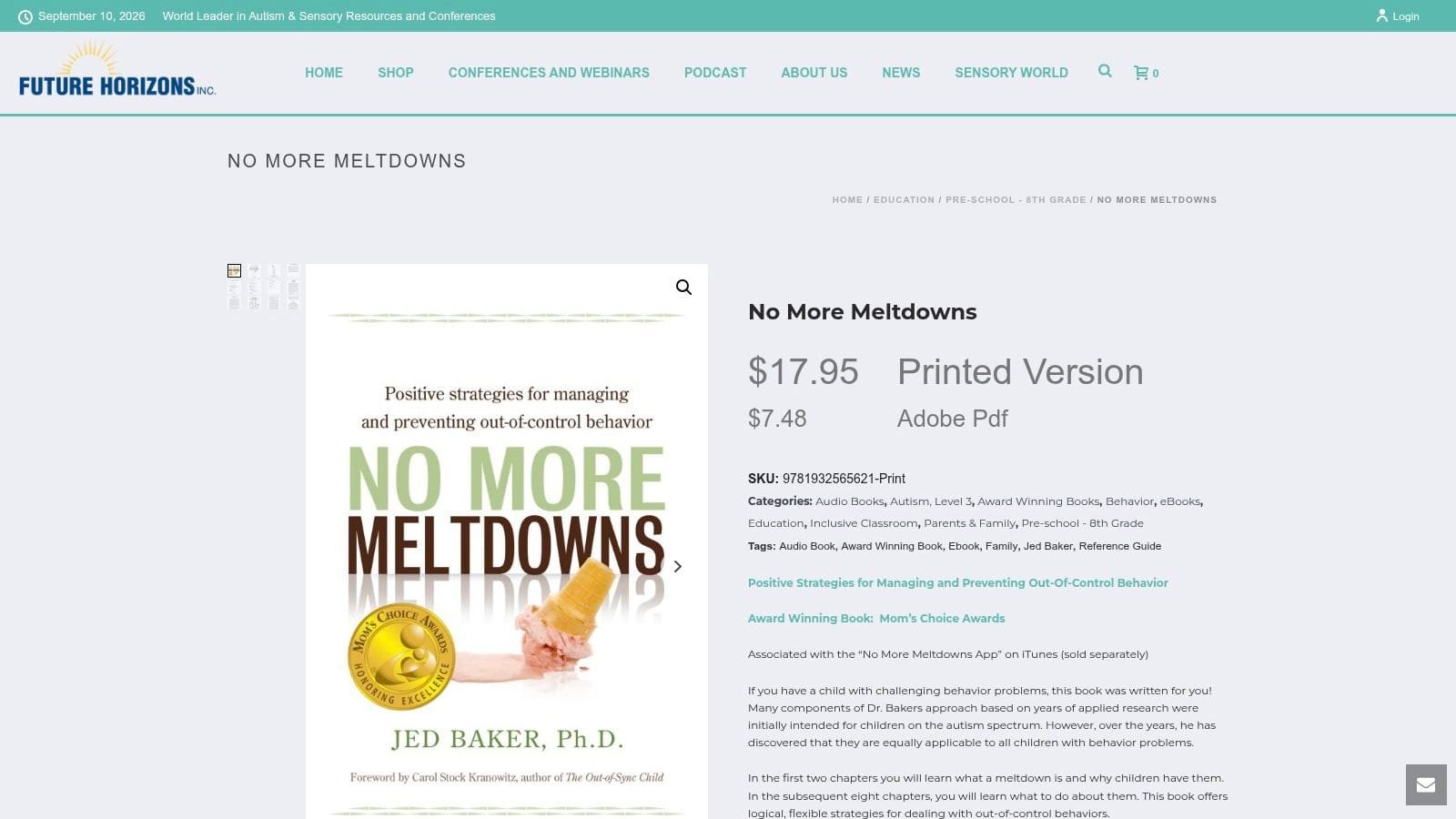 No More Meltdowns: Positive Strategies for Managing and Preventing Out-of-Control Behavior