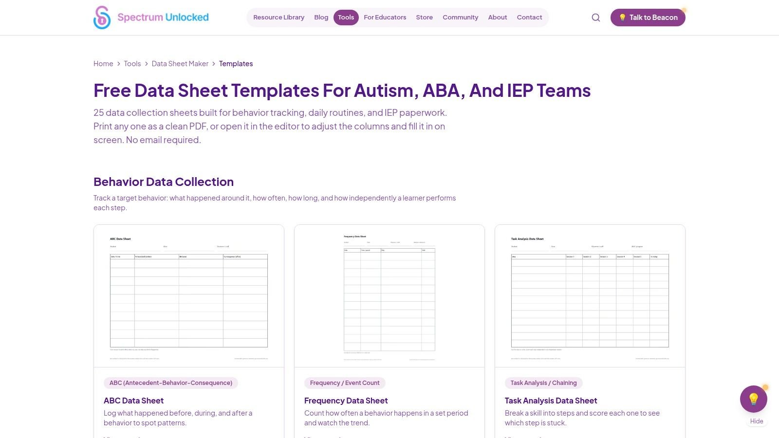 The Autism Helper – Editable Special Education Data Sheets (TPT)